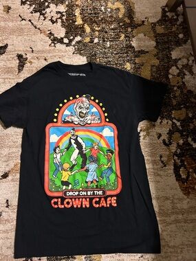 Drop On By The Clown Cafe Graphic Tee - Black